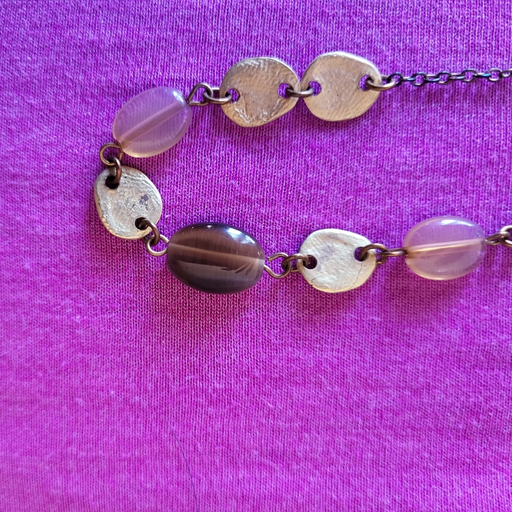 Gold costume necklace with brown and gold accents
